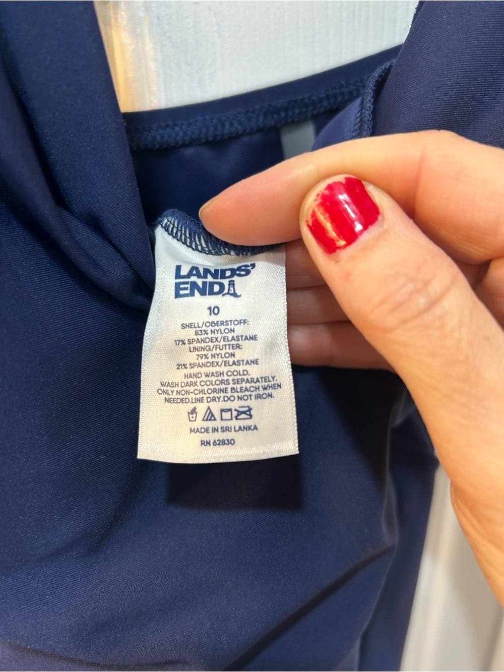 Lands End Swim Navy Swim Dress One Piece Swimsuit Sz 10 Modest Tummy Control - Picture 8 of 9
